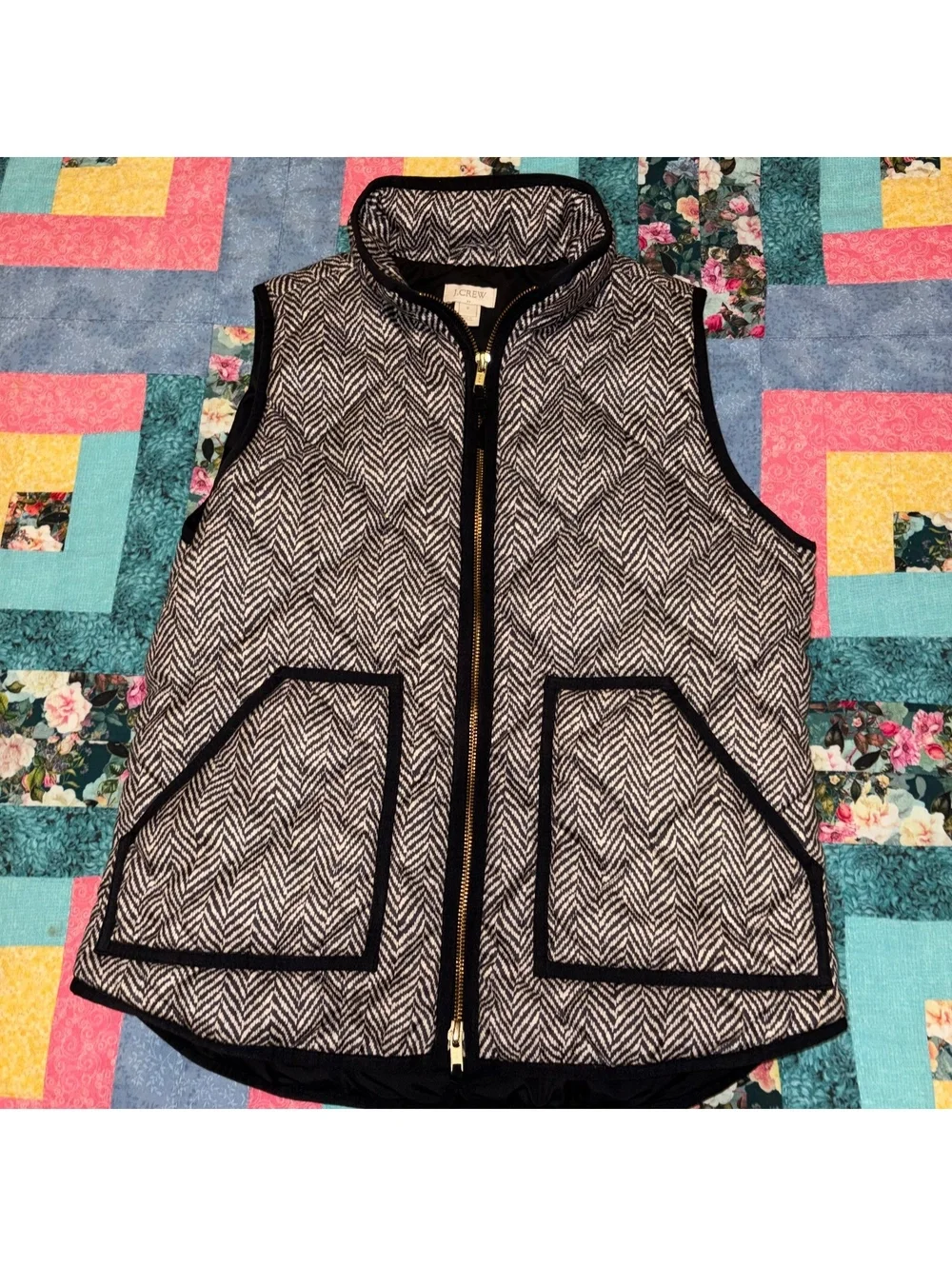 J.Crew $98 Women's S Quilted Herringbone Excursion Vest jacket Size Small